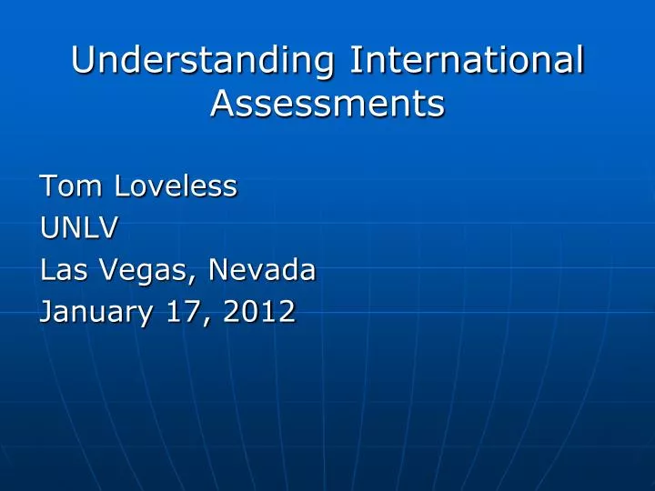 understanding international assessments
