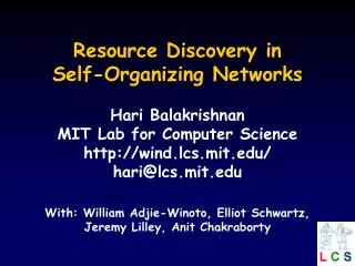 Resource Discovery in Self-Organizing Networks