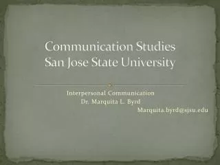 Communication Studies San Jose State University