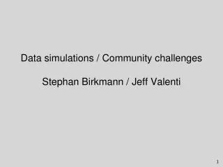 Data simulations / Community challenges Stephan Birkmann / Jeff Valenti