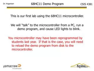 68HC11 Demo Program