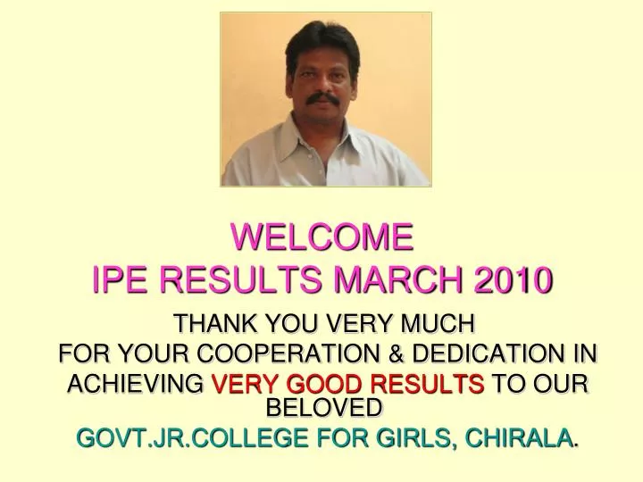 welcome ipe results march 2010