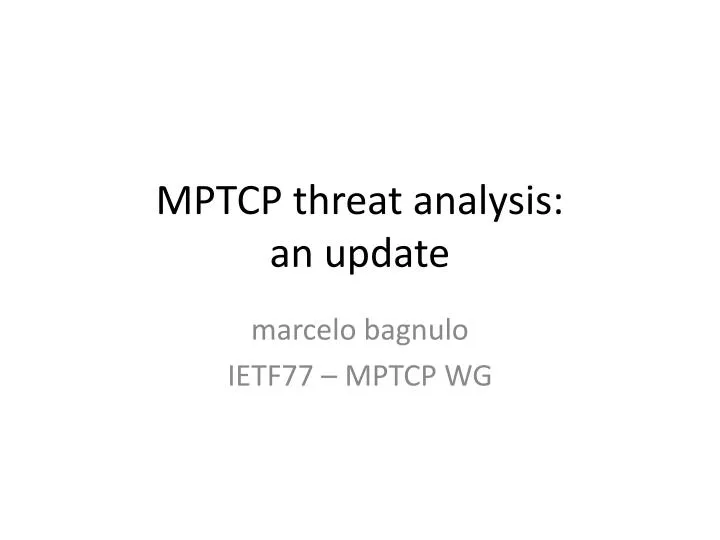 mptcp threat analysis an update