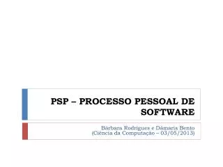 psp processo pessoal de software