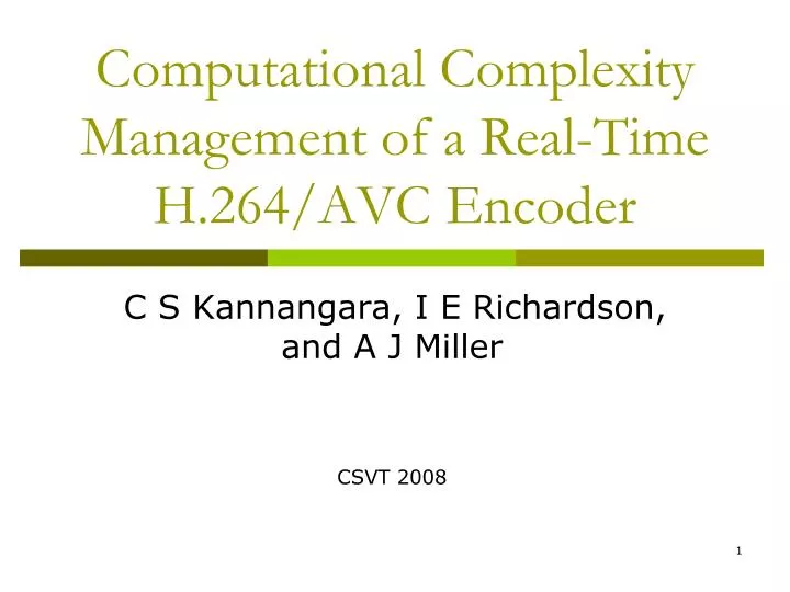computational complexity management of a real time h 264 avc encoder