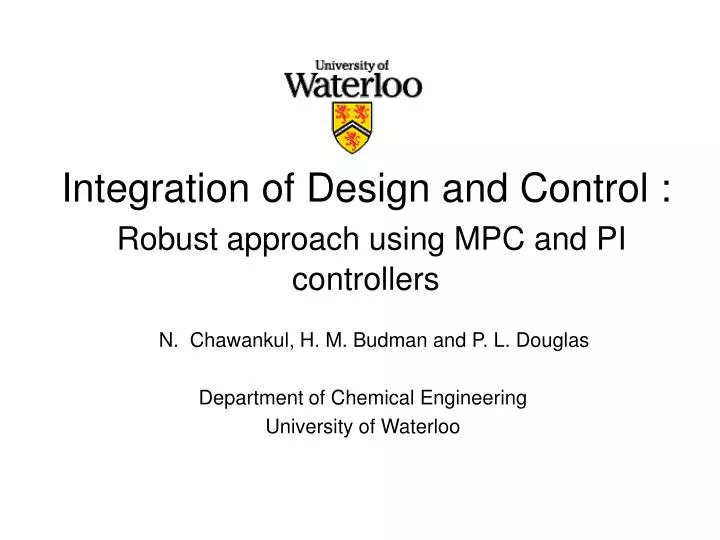 integration of design and control robust approach using mpc and pi controllers