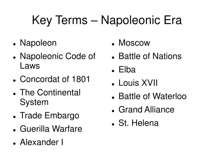 key terms napoleonic era