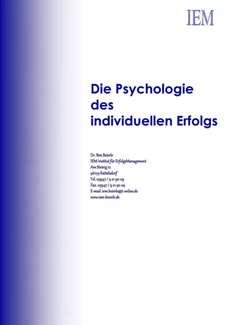 die psychologie des individuellen erfolgs