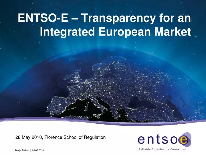 entso e transparency for an integrated european market