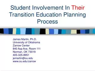 Student Involvement In Their Transition Education Planning Process