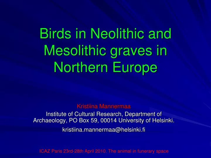 birds in neolithic and mesolithic graves in northern europe