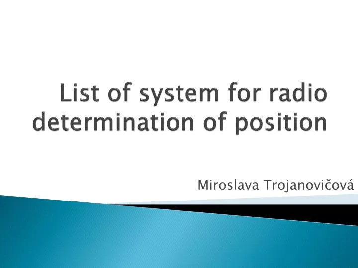 list of system for radio determination of position