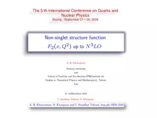 The 5-th International Conference on Quarks and Nuclear Physics Beijing , September 21?26, 2009