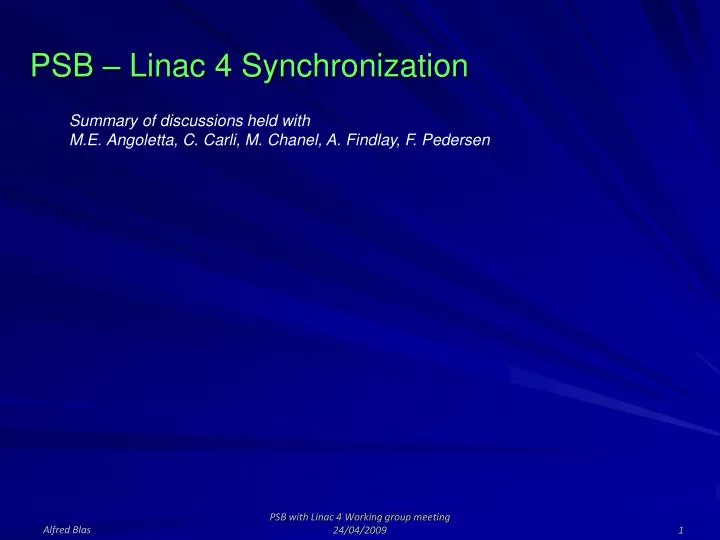 psb linac 4 synchronization
