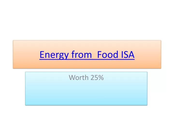 energy from food isa