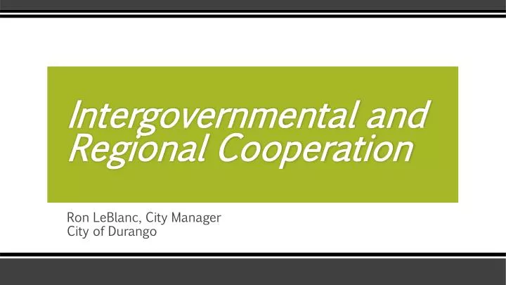 intergovernmental and regional cooperation