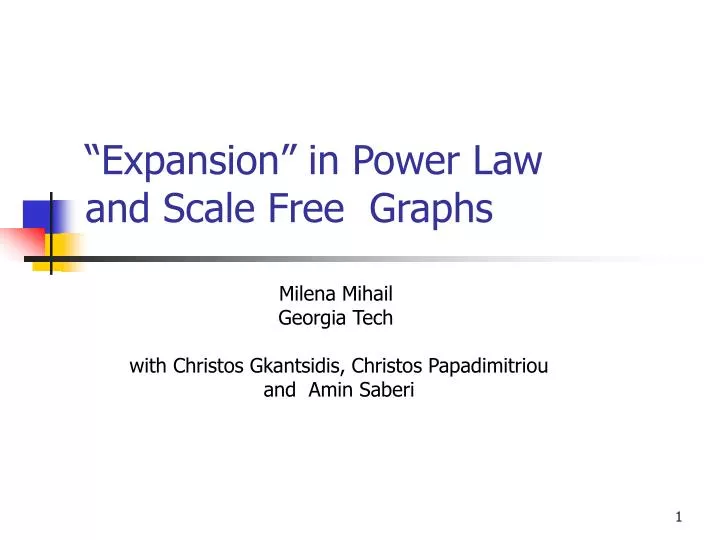 expansion in power law and scale free graphs