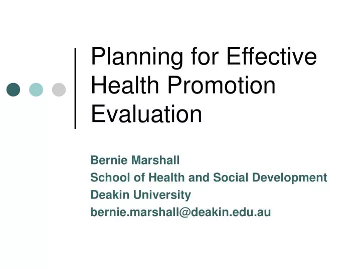 planning for effective health promotion evaluation