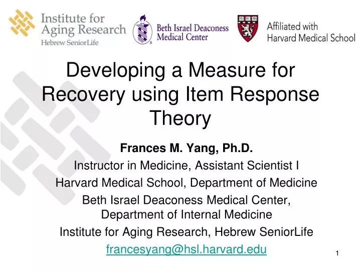 developing a measure for recovery using item response theory