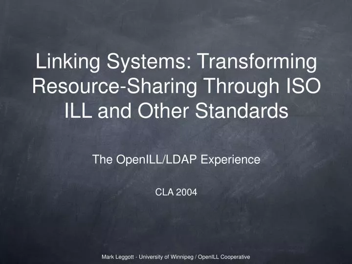 linking systems transforming resource sharing through iso ill and other standards
