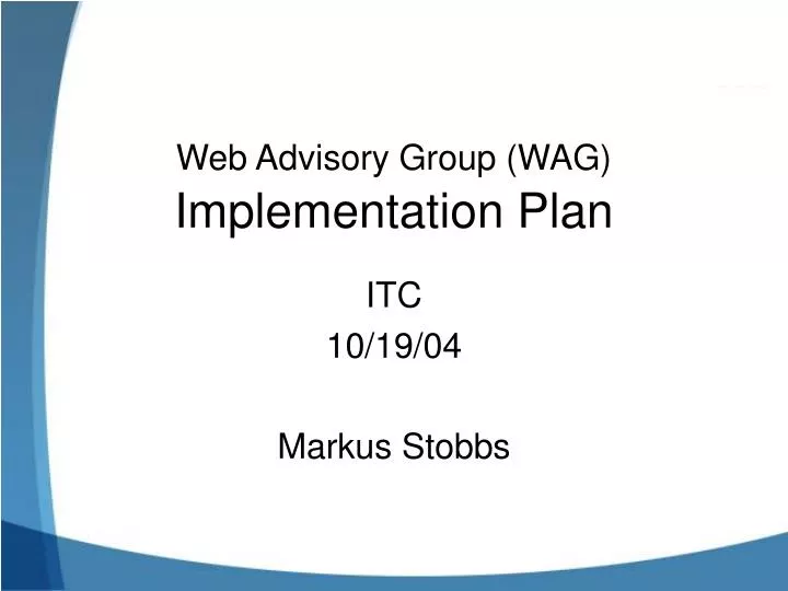 web advisory group wag implementation plan