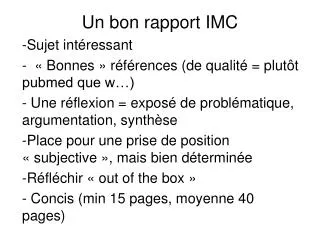 un bon rapport imc