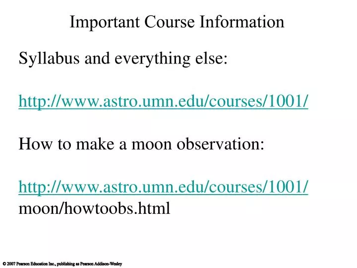 important course information