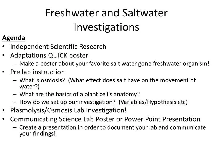freshwater and saltwater investigations