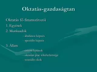 oktat s gazdas gtan