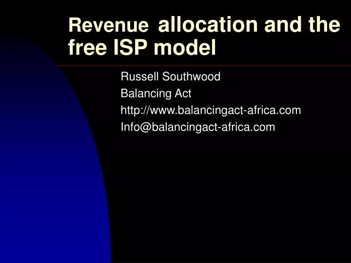 revenue allocation and the free isp model