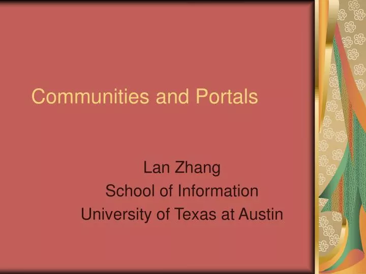 communities and portals