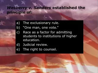 Wesberry v. Sanders established the principle of: