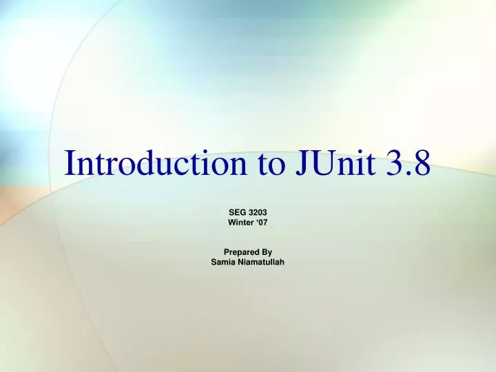 introduction to junit 3 8