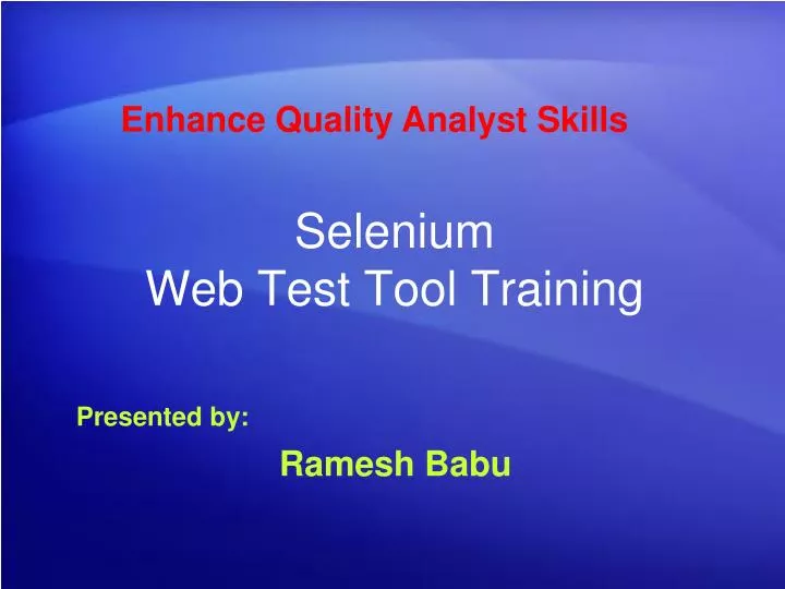 selenium web test tool training