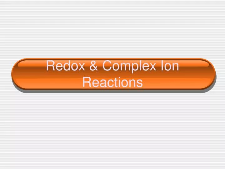 redox complex ion reactions