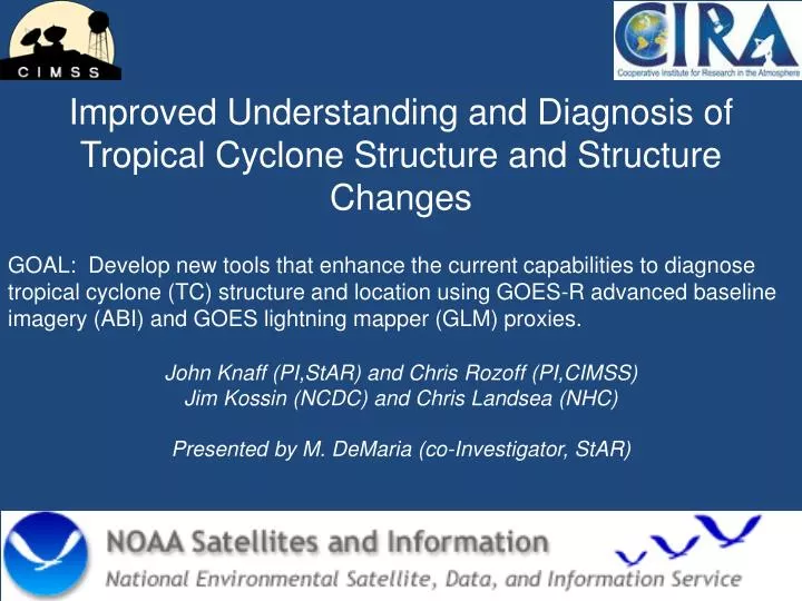 improved understanding and diagnosis of tropical cyclone structure and structure changes