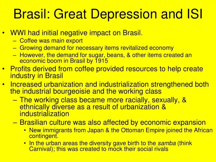 brasil great depression and isi