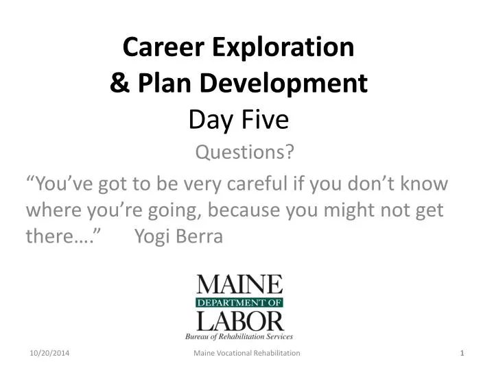 career exploration plan development day five