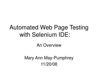Automated Web Page Testing with Selenium IDE: