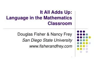 It All Adds Up: Language in the Mathematics Classroom