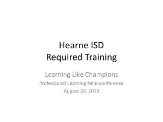 Hearne ISD Required Training