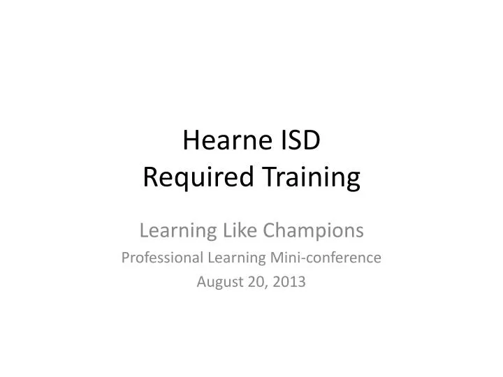 hearne isd required training