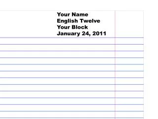 Your Name English Twelve Your Block January 24, 2011