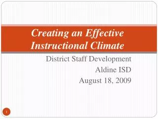 Creating an Effective Instructional Climate