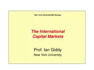 The International Capital Markets