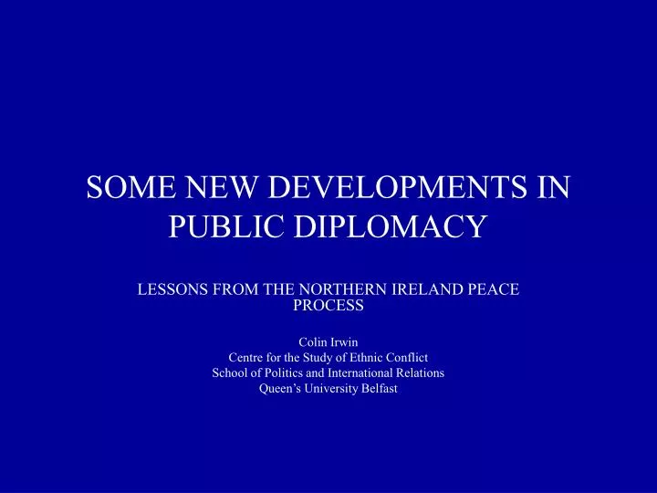 some new developments in public diplomacy