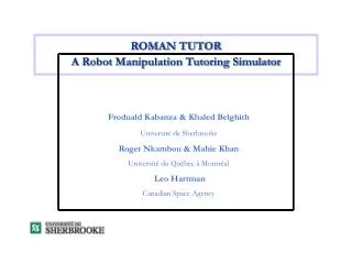 ROMAN TUTOR A Robot Manipulation Tutoring Simulator