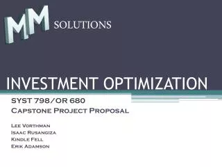 INVESTMENT OPTIMIZATION