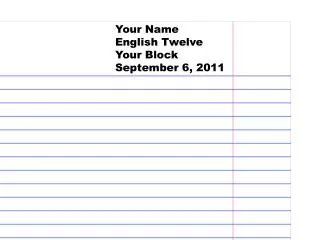 Your Name English Twelve Your Block September 6, 2011