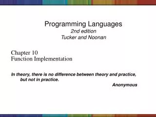 Programming Languages 2nd edition Tucker and Noonan